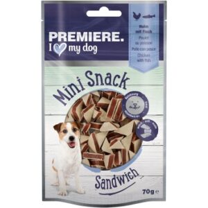 Hundefutter PREMIERE Mini Sandwich Huhn und Fisch 5×70 g