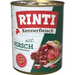 Hundefutter RINTI Kennerfleisch Hirsch 12×800 g