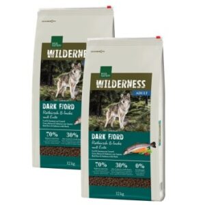 Hundefutter REAL NATURE WILDERNESS Dark Fjord Rothirsch, Lachs & Ente 2×12 kg