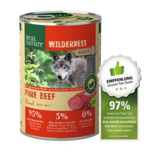 Hundefutter REAL NATURE WILDERNESS Nassfutter für Hunde Adult Pure Beef 12×400 g