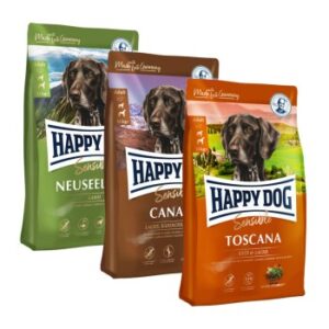 Hundefutter HAPPY DOG Sensible Probierpaket L?nderreise 3x1kg Mixpaket 3