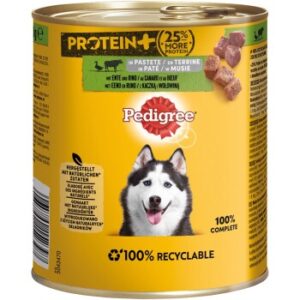 Hundefutter Pedigree Dose Protein+ in Pastete 12x800g Rind mit Ente