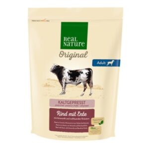 Hundefutter REAL NATURE Original Adult Rind mit Ente 1 kg – Hochwertiges Hundefutter für gesunde Ernährung