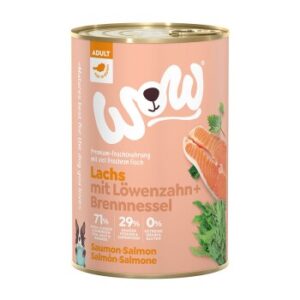 Hundefutter WOW Adult 6x400g Lachs mit Löwenzahn