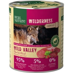 Hundefutter REAL NATURE WILDERNESS Nassfutter für Hunde Adult Wild Valley Pferd & Rind 12×800 g