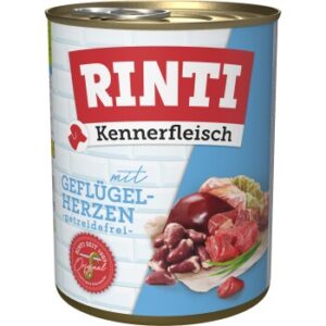 Hundefutter RINTI Kennerfleisch Gefl?gelherzen 12×800 g