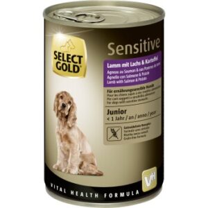 Hundefutter SELECT GOLD Sensitive Junior Lamm mit Lachs & Kartoffel 12×400 g