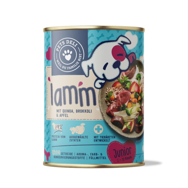 Nassfutter Nassfutter Junior Lamm mit Quinoa, Brokkoli und Apfel für Hunde – 800g / 6er Pack