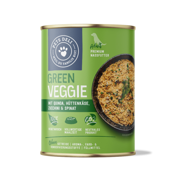 Nassfutter Nassfutter Green Veggie mit Hüttenkäse, Zucchini, Quinoa und Spinat für Hunde – 400g / 6er Pack