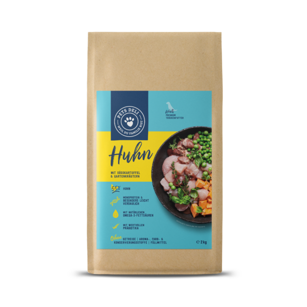 Trockenfutter Trockenfutter Huhn mit Süßkartoffel, Gartenkräuter & Apfel für Hunde – 2kg