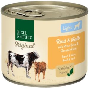 Hundefutter REAL NATURE Light Rind & Kalb 12×200 g