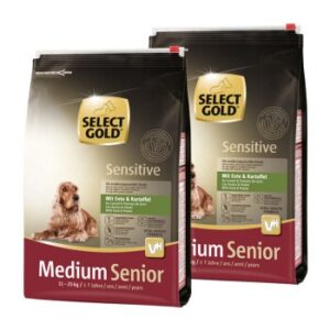 Hundefutter SELECT GOLD Sensitive Senior Medium Ente & Kartoffel 2×4 kg