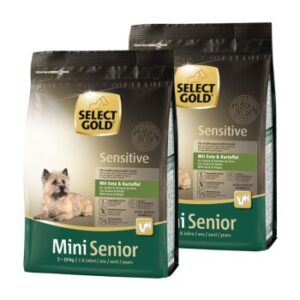 Hundefutter SELECT GOLD Sensitive Mini Senior Ente & Kartoffel 2×1 kg