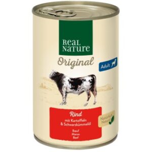 Hundefutter REAL NATURE Adult Rind mit Kartoffel 12×400 g