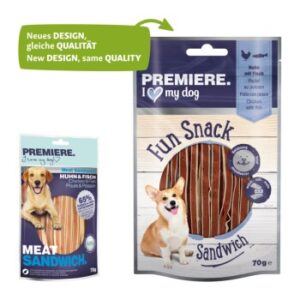 Hundefutter PREMIERE Fun Snack Sandwich Huhn mit Fisch 70 g