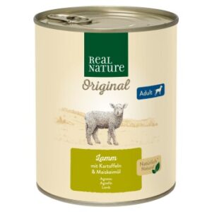 Hundefutter REAL NATURE Adult Lamm mit Kartoffeln 12×800 g