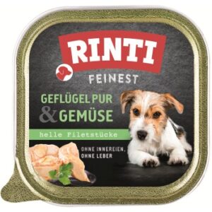 Hundefutter RINTI Feinest Adult Gefl?gel pur & Gem?se 22×150 g