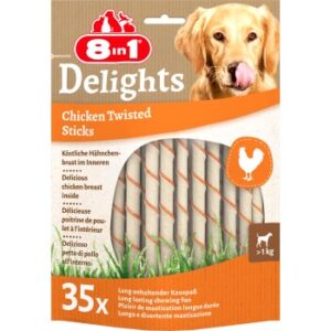 Hundefutter 8in1 Delights Twisted Sticks H?hnchen 35 St?ck