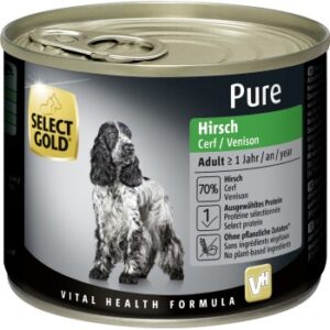 Hundefutter SELECT GOLD Pure Adult Hirsch 6×200 g – Hochwertiges Nassfutter für ausgewachsene Hunde