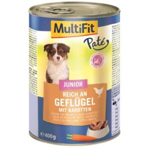 Hundefutter MultiFit Junior Pate Geflügel mit Karotten 6x400g