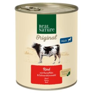 Hundefutter REAL NATURE Adult Rind mit Kartoffel 12×800 g