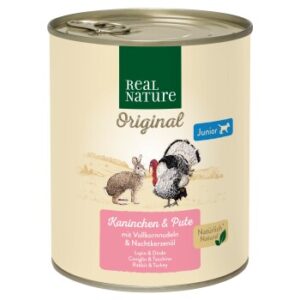 Hundefutter REAL NATURE Junior Kaninchen & Pute 12×800 g