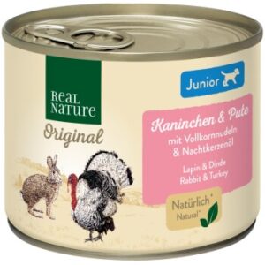 Hundefutter REAL NATURE Junior Kaninchen & Pute 6×200 g