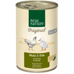 Hundefutter REAL NATURE Senior Huhn & Ente 12×400 g