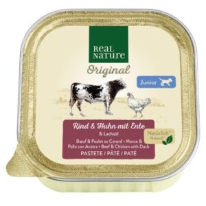 Hundefutter REAL NATURE Junior Rind & Huhn mit Ente 17x100g