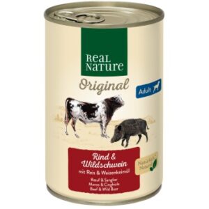 Hundefutter REAL NATURE Adult Rind & Wildschwein 12×400 g