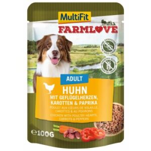 Hundefutter MultiFit Farmlove Adult 12×100 g Huhn