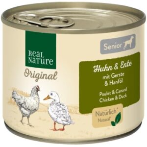 Hundefutter REAL NATURE Senior Huhn & Ente 12×200 g