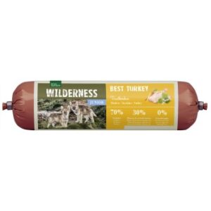 Hundefutter REAL NATURE WILDERNESS Junior Wurst Best Turkey – Truthahn mit Buchweizen & Apfel 800 g