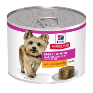 Hundefutter Hill’s Science Plan 7+ Small & Mini mit Huhn, Mousse 12×200 g