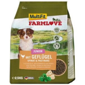 Hundefutter MultiFit Farmlove Junior mit Gefügel & Spinat 2,5kg