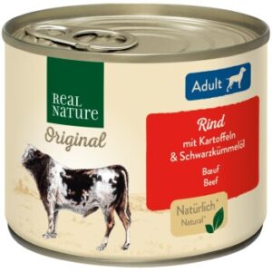 Hundefutter REAL NATURE Adult Rind mit Kartoffel 12×200 g