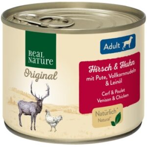 Hundefutter REAL NATURE Adult Hirsch & Huhn 12×200 g