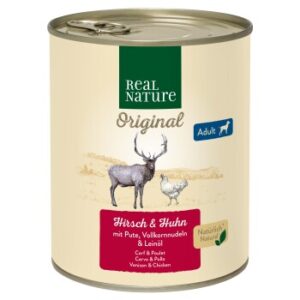 Hundefutter REAL NATURE Adult Hirsch & Huhn 12×800 g