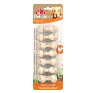 Hundefutter 8in1 Delights Kauknochen H?hnchenfleisch XS 7 St?ck