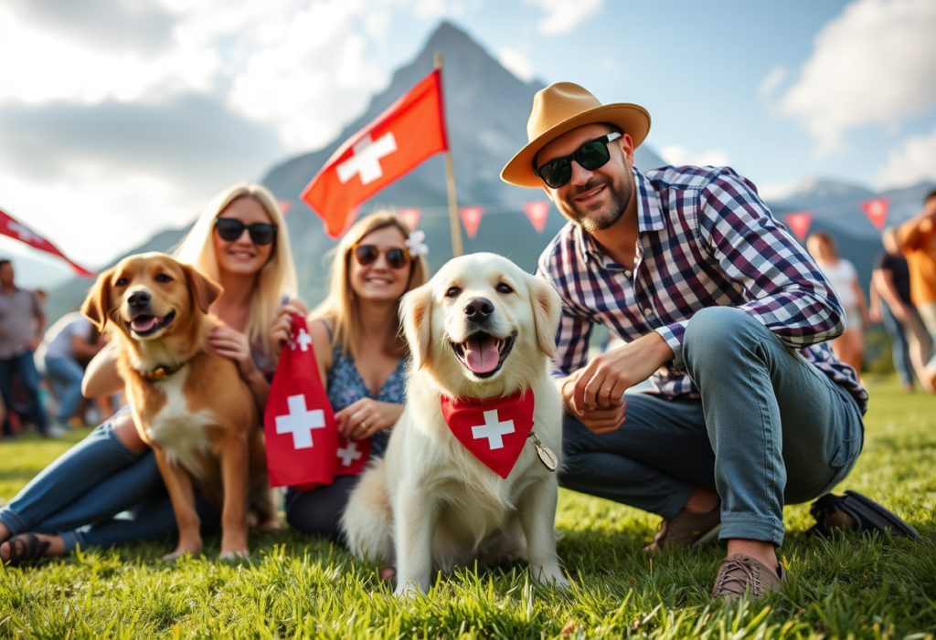 Feier und Ausflug Nationalfeiertag Schweiz mit Hunden